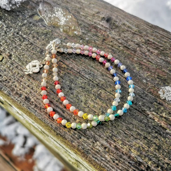 Rainbow Crystal Double Strand Bracelet - Picture 3 of 15